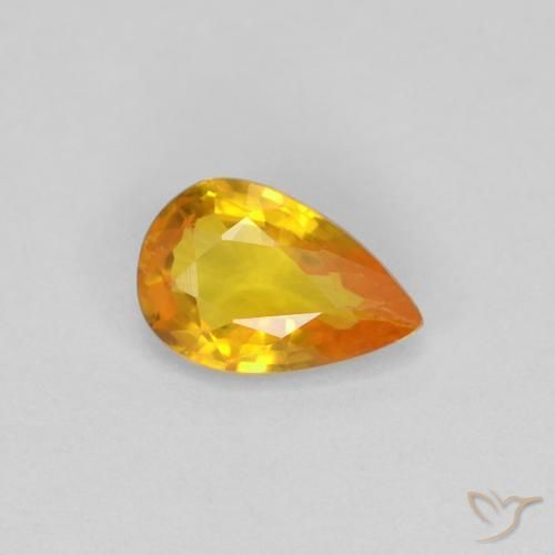 Zafiro Naranja medio natural de 0.47 ct, En forma de pera, VVS