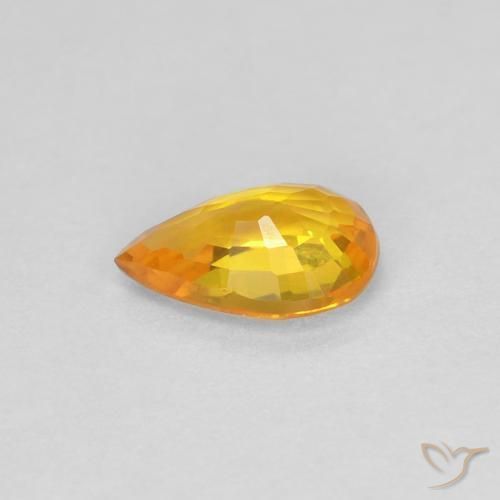 Zafiro Naranja medio natural de 0.47 ct, En forma de pera, VVS