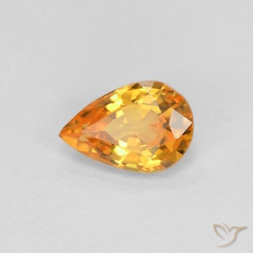 Zafiro Naranja medio natural de 0.58 ct, En forma de pera, VVS