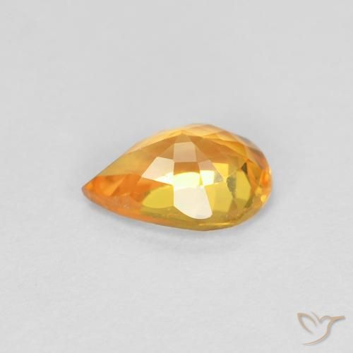 Zafiro Naranja medio natural de 0.58 ct, En forma de pera, VVS