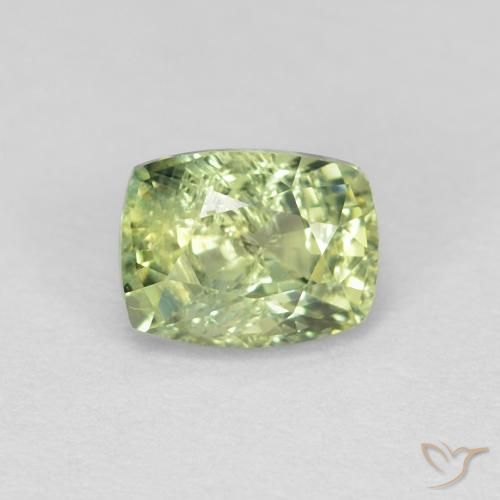 0.83ct Natural Verde amarillento Zafiro, Forma Cojín, VS-SI