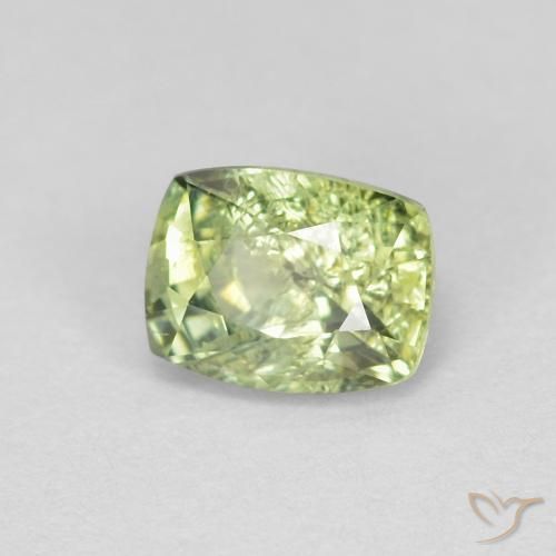 Zafiro Verde amarillento natural de 0.83 ct, Forma Cojín, VS-SI