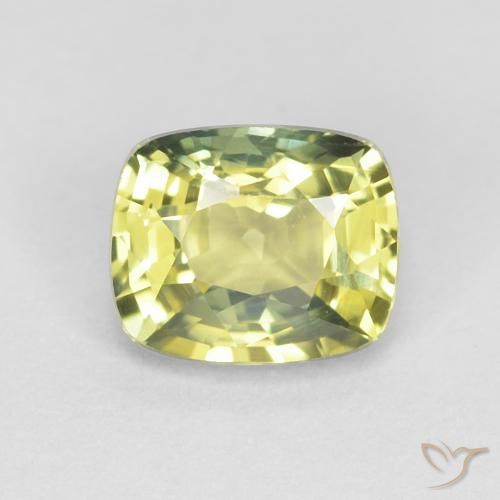 0.85ct Natural Amarillo verdoso Zafiro, Forma Cojín, VVS
