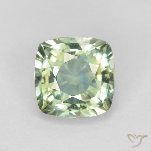 0.81ct Natural Verde salvia claro Zafiro, Forma Cojín, VVS
