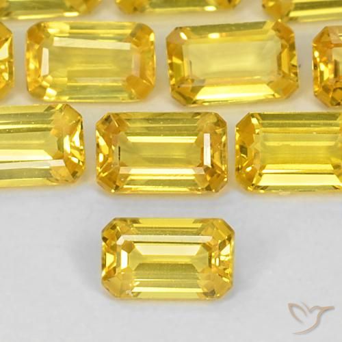 Zafiro Amarillo natural de 0.41 ct, Corte Octágono / Esmeralda, VS