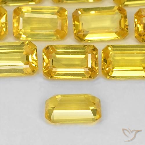 Zafiro Amarillo natural de 0.41 ct, Corte Octágono / Esmeralda, VS