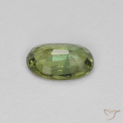 Zafiro Verde oscuro medio natural de 0.54 ct, Ovalada, VS