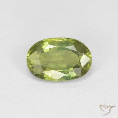 0.57ct Natural Verde Oliva Zafiro, Ovalada, VS