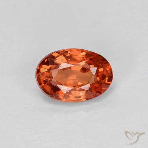 0.58ct Natural Roja Anaranjada Zafiro, Ovalada, VVS-VS