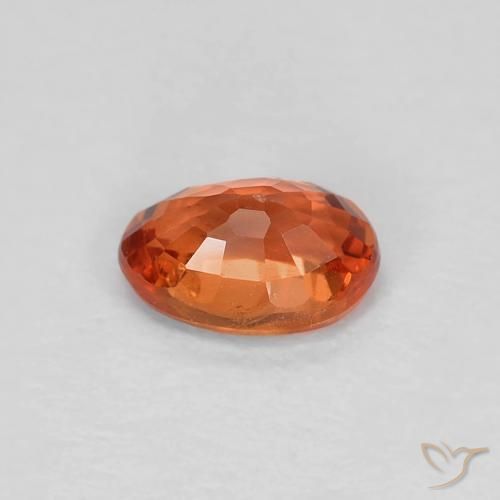 Zafiro Roja Anaranjada natural de 0.58 ct, Ovalada, VVS-VS