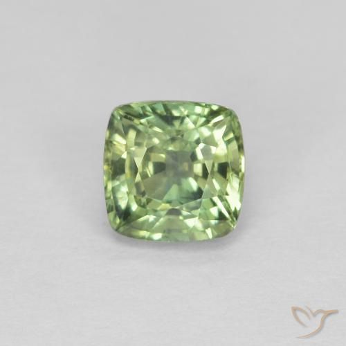 0.82ct Natural Verde amarillento Zafiro, Forma Cojín, VVS-VS