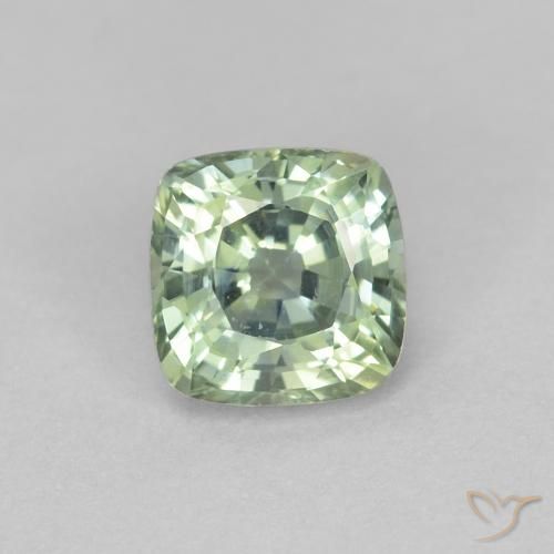 0.97ct Natural Verde pálido Zafiro, Forma Cojín, VVS