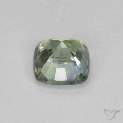 Zafiro Verde pálido natural de 0.97 ct, Forma Cojín, VVS