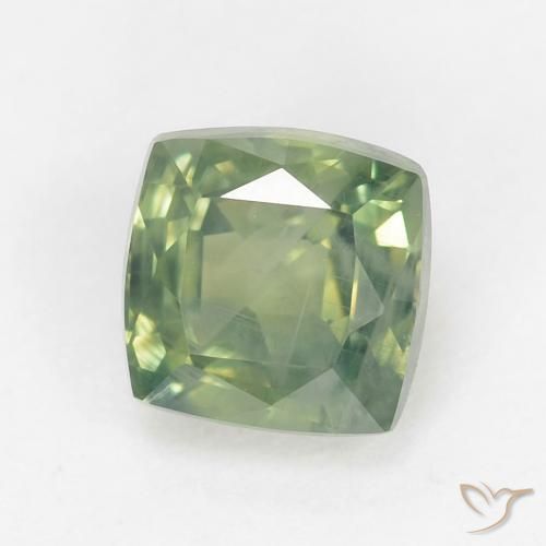 0.88ct Natural Verde salvia claro Zafiro, Forma Cojín, VS
