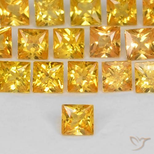 0.06ct Natural Naranja dorado intenso Zafiro, Cuadrado, VS