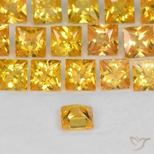 Zafiro Naranja dorado intenso natural de 0.06 ct, Cuadrado, VS
