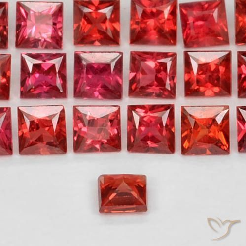 Zafiro Rojo rosado natural de 0.11 ct, Cuadrado, VS