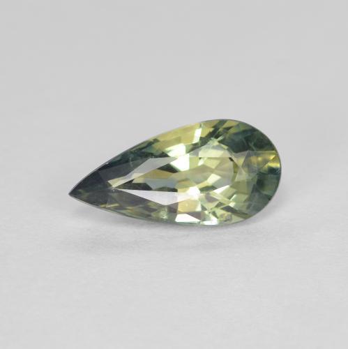 Zafiro Verde oscuro natural de 1.06 ct, En forma de pera, VVS-VS