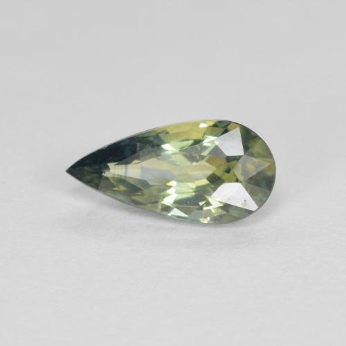 Zafiro Verde oscuro natural de 1.06 ct, En forma de pera, VVS-VS