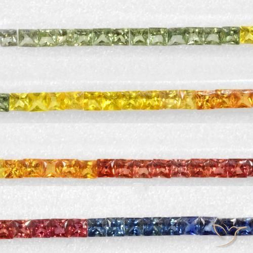 Gemas de Zafiro Multicolor natural de 8.78 ct, Cuadrado, VS