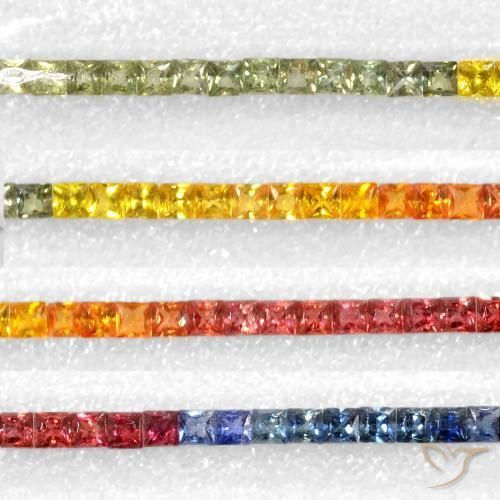 Gemas de Zafiro Multicolor natural de 8.50 ct, Cuadrado, VS