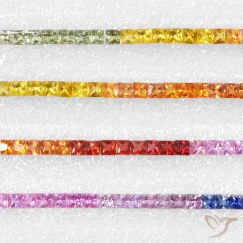 Gemas de Zafiro Multicolor natural de 6.63 ct, Cuadrado, VS