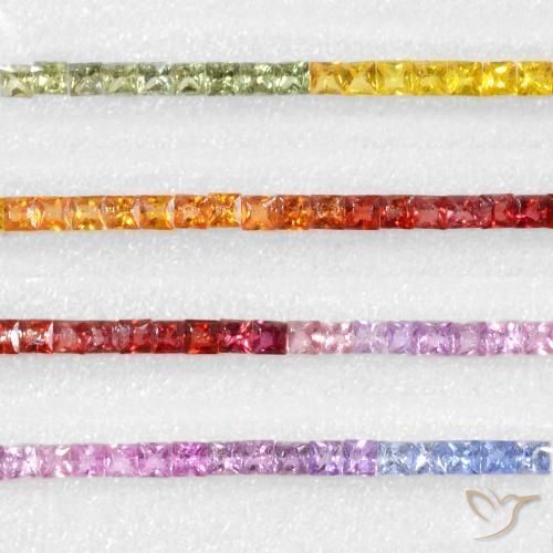 Gemas de Zafiro Multicolor natural de 6.42 ct, Cuadrado, VS