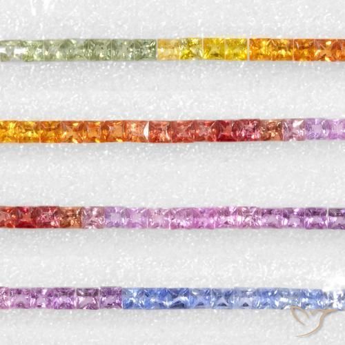 Gemas de Zafiro Multicolor natural de 6.06 ct, Cuadrado, VS