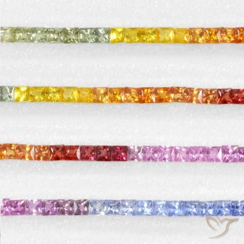 Gemas de Zafiro Multicolor natural de 5.96 ct, Cuadrado, VS