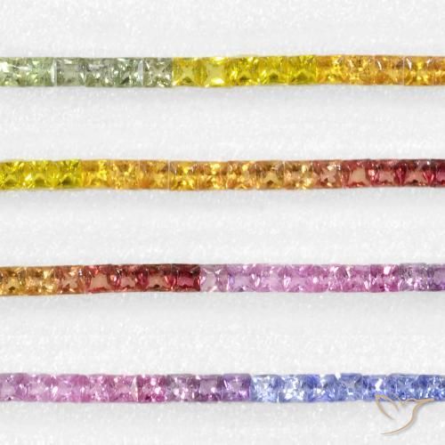 Gemas de Zafiro Multicolor natural de 5.29 ct, Cuadrado, VS