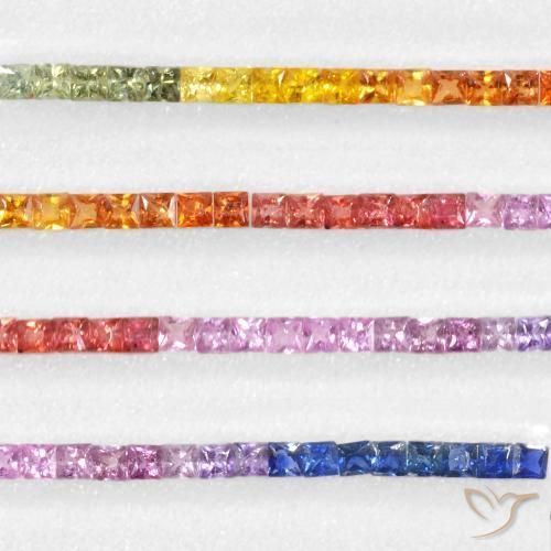 Gemas de Zafiro Multicolor natural de 5.65 ct, Cuadrado, VS
