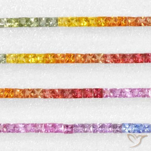 Gemas de Zafiro Multicolor natural de 6.18 ct, Cuadrado, VS