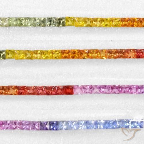 Gemas de Zafiro Multicolor natural de 6.32 ct, Cuadrado, VS