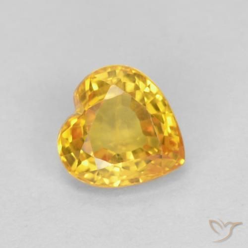 Zafiro Dorado natural de 0.49 ct, Corazón, VVS-VS