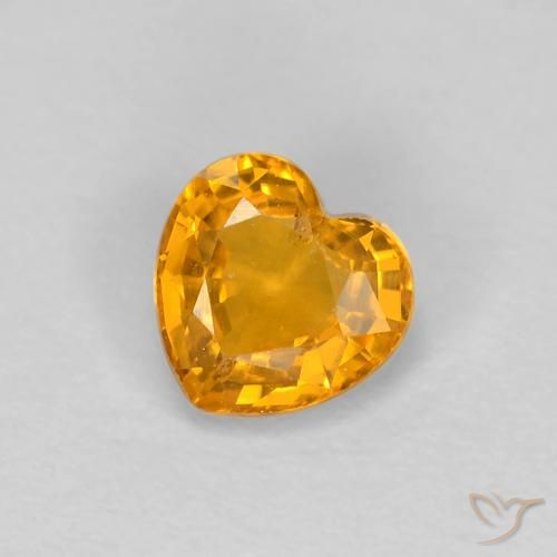 0.45ct Natural Naranja medio Zafiro, Corazón, VS