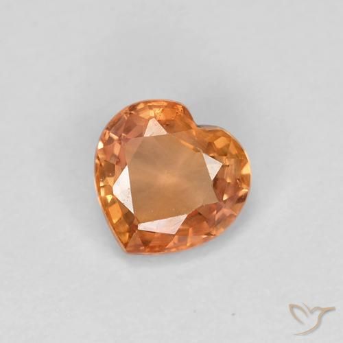 0.44ct Natural Naranja cálido Zafiro, Corazón, VVS