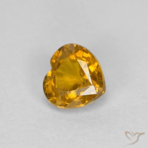 Zafiro Dorado-naranja medio natural de 0.41 ct, Corazón, VS