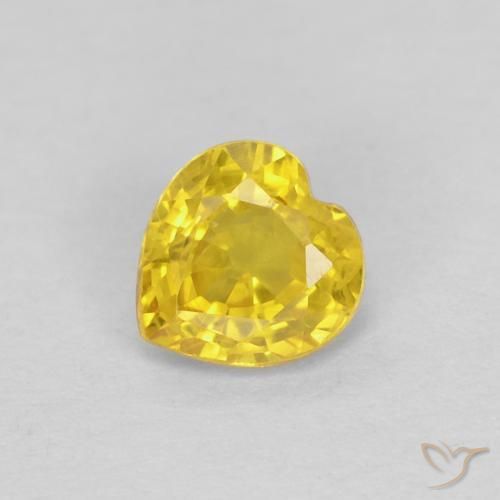 Zafiro Medium Light-Yellow natural de 0.45 ct, Forma de corazón, VS