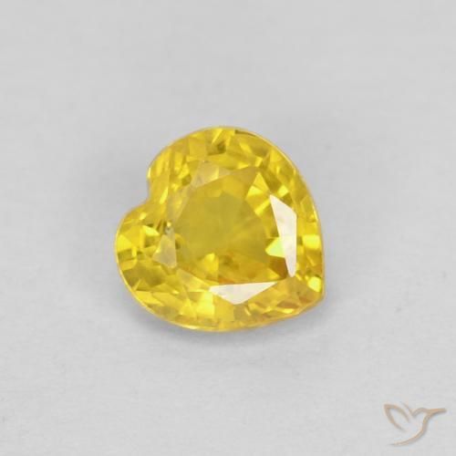 Zafiro Medium Light-Yellow natural de 0.45 ct, Forma de corazón, VS