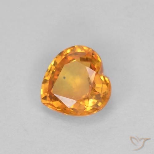 Zafiro Naranja claro natural de 0.45 ct, Corazón, VVS-VS