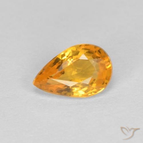 Zafiro Dorado naranja natural de 0.47 ct, En forma de pera, VVS