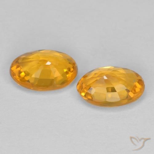 Gemas de Zafiro Dorado naranja oscuro natural de 1.22 ct, Ovalada, VVS