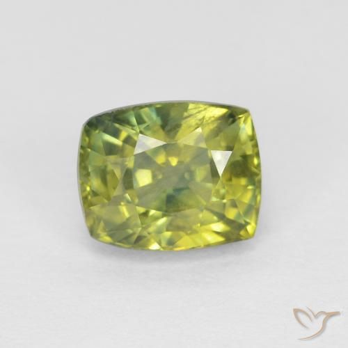Zafiro Medium Light Green natural de 0.98 ct, Forma Cojín, VVS-VS