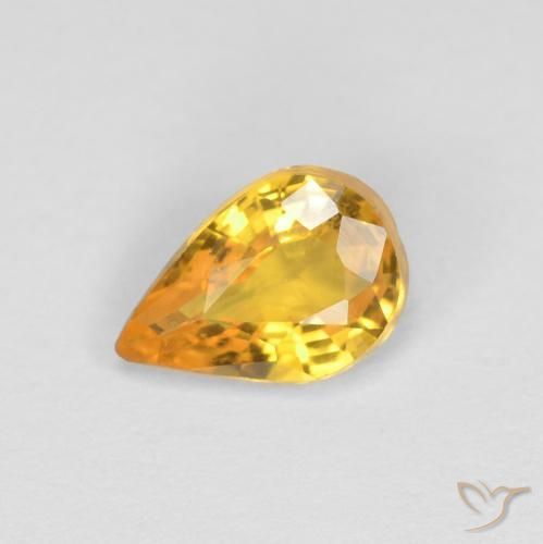 Zafiro Dorado claro natural de 0.47 ct, En forma de pera, VVS
