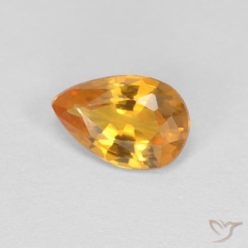 Zafiro Dorado naranja natural de 0.42 ct, En forma de pera, VVS