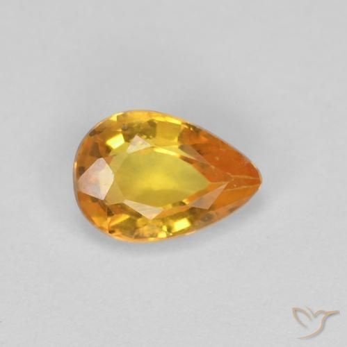Zafiro Dorado naranja intenso natural de 0.46 ct, En forma de pera, VS-SI