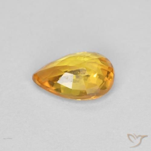 Zafiro Dorado naranja intenso natural de 0.46 ct, En forma de pera, VS-SI