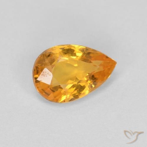 Zafiro Naranja medio natural de 0.50 ct, En forma de pera, VS-SI