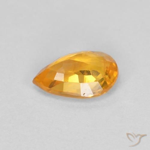 Zafiro Naranja medio natural de 0.50 ct, En forma de pera, VS-SI
