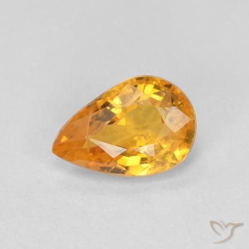 0.54ct Natural Dorado naranja intenso Zafiro, En forma de pera, VS-SI